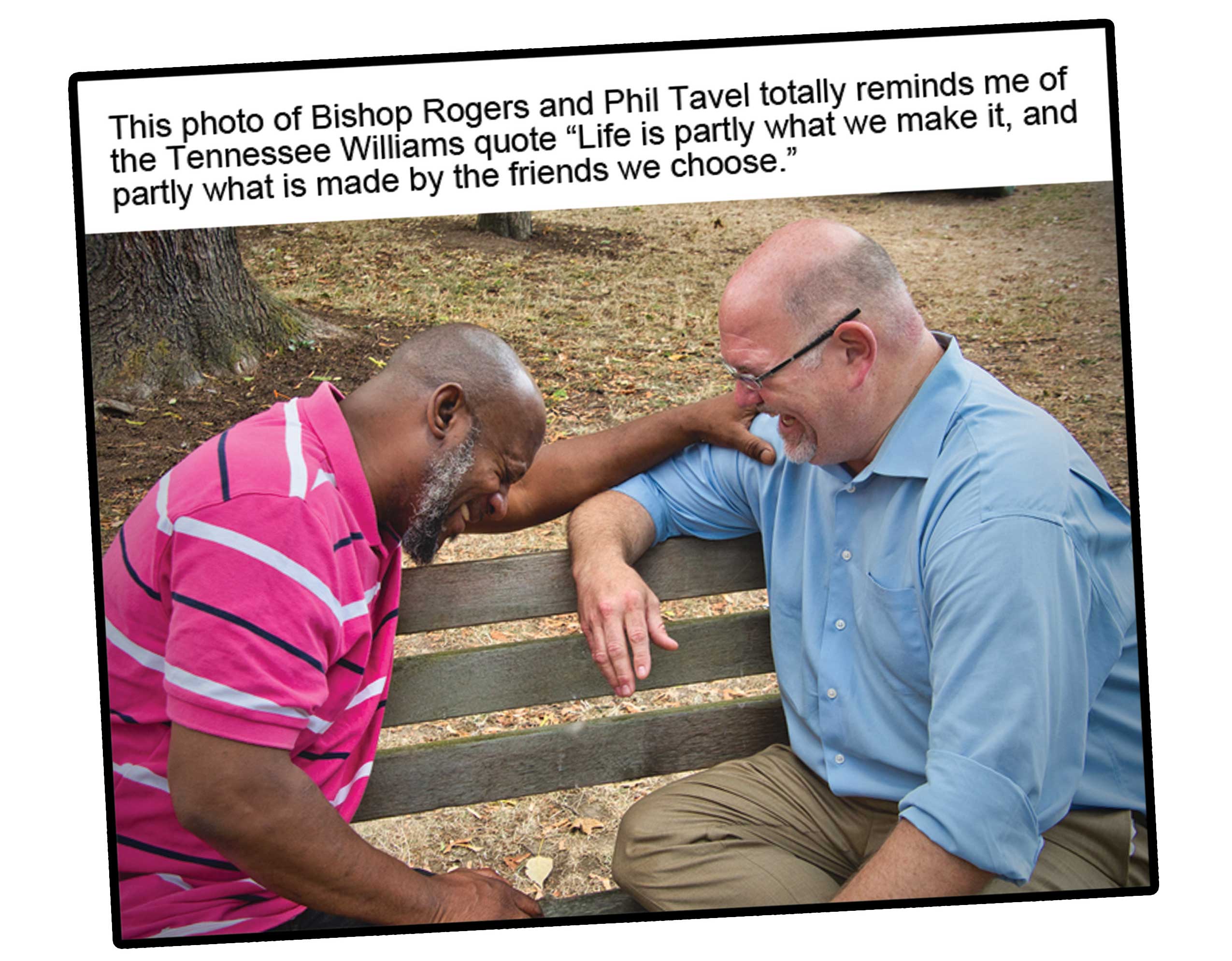 District 9 City Council Candidate Ray Rogers and former District 1 City Council Candidate Phil Tavel chatting together.